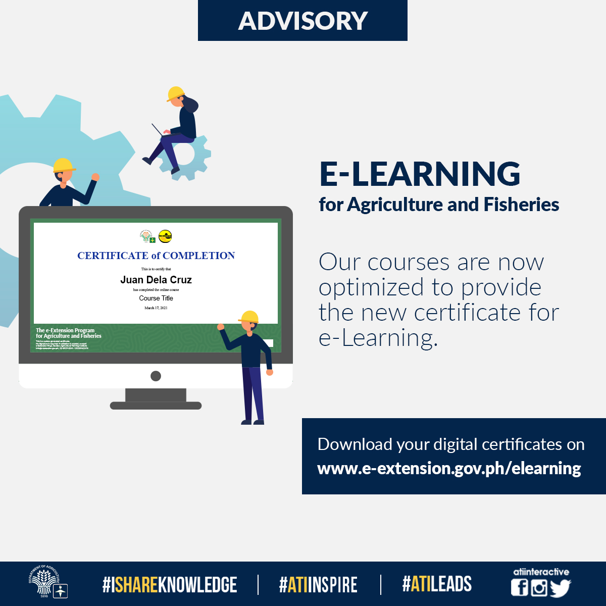 e-learning certificate announcement